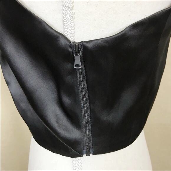 Milly NWT Black Silk Blouse Spaghetti Strap Cropped Audrey Top - Picture 7 of 8